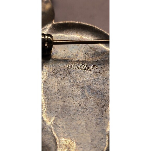 Carolyn Pollack Prickley Pear Cactus Brooch Sterling Vintage W/4 Turquoise Stone - Picture 4 of 4